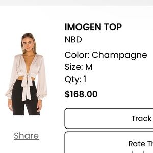 NBD champagne colored top. Size M. Worn Once